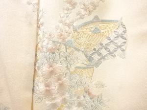 アンティーク　蘇州刺繍糸巻きに花模様着物